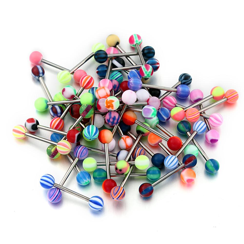 Multicolor Candy Tongue Ring Assortment - Body Piercing Jewelry Collection