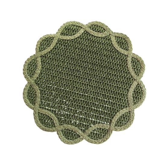 Woven Placemat Heat Insulation Non-Slip Table Mat Retro Petal Shape Dining Mat