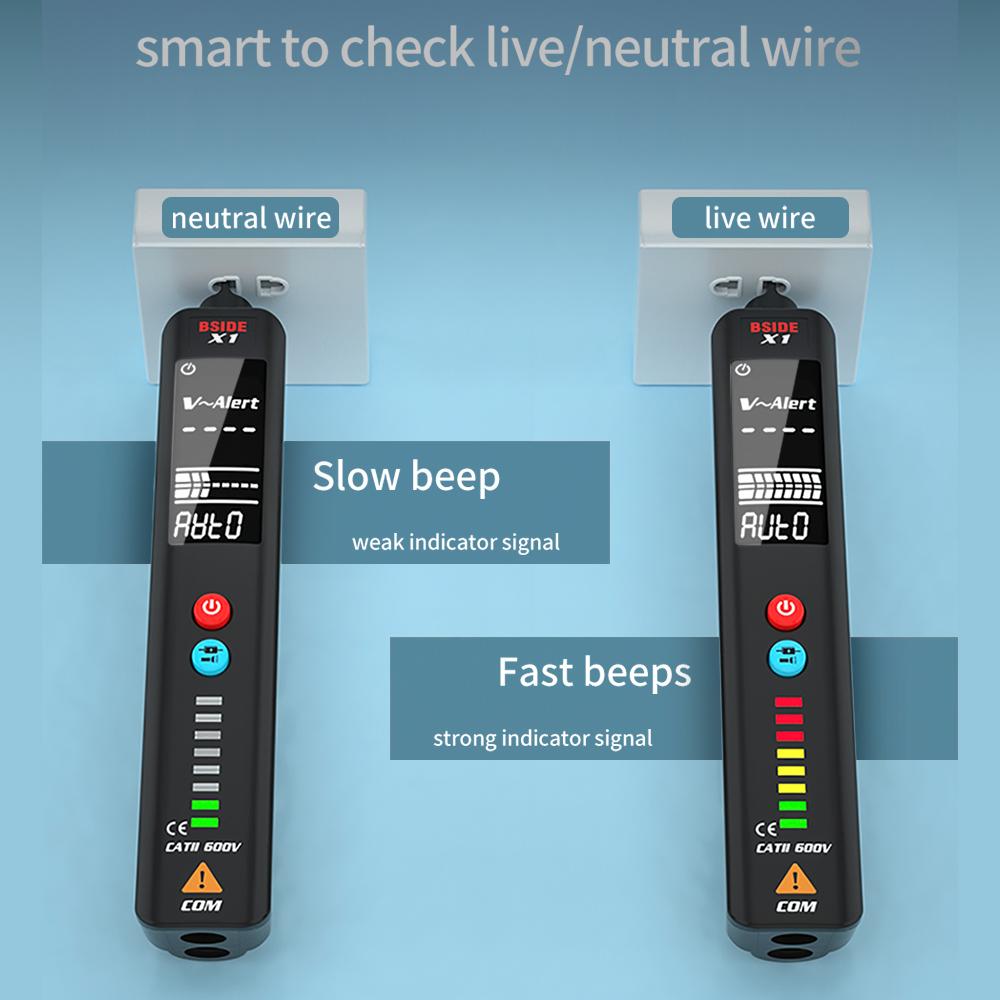 BSIDE X1 Dual Mode Smart Detector Non Contact AC Voltage Detector NCV Multimeter Electric Test Pencil Portable Tester