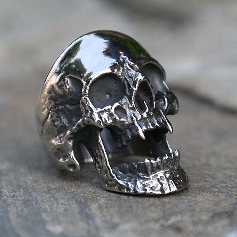 Polierter Vampir Totenkopf Ring Herren Damen Edelstahl Biker Ringe Mann Gothic Punk Schmuck Bestes Geschenk Für Freund Größe 7-15