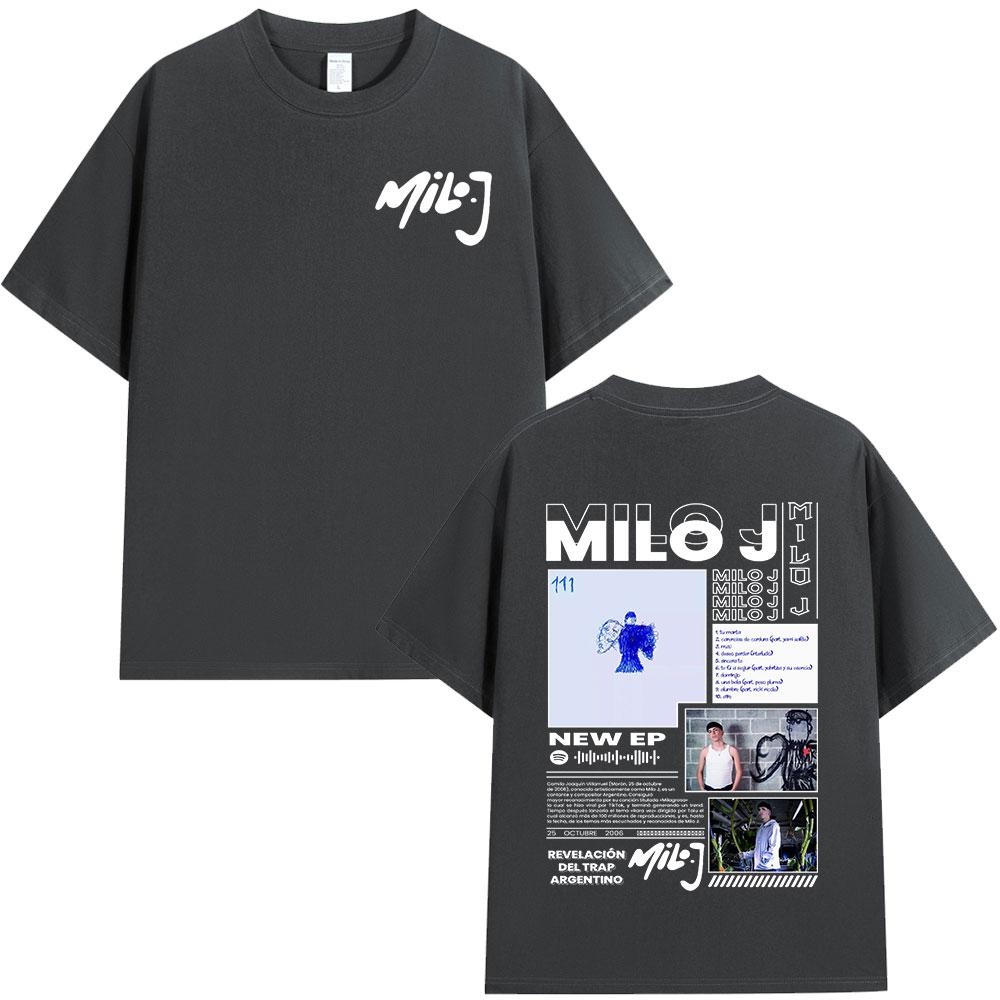 2026 Rapper Milo J 111 Album Graphic Print Tshirts Mens Women Fashion Hip Hop T Shirts Cotton Casual Short Sleeve Tshirt
