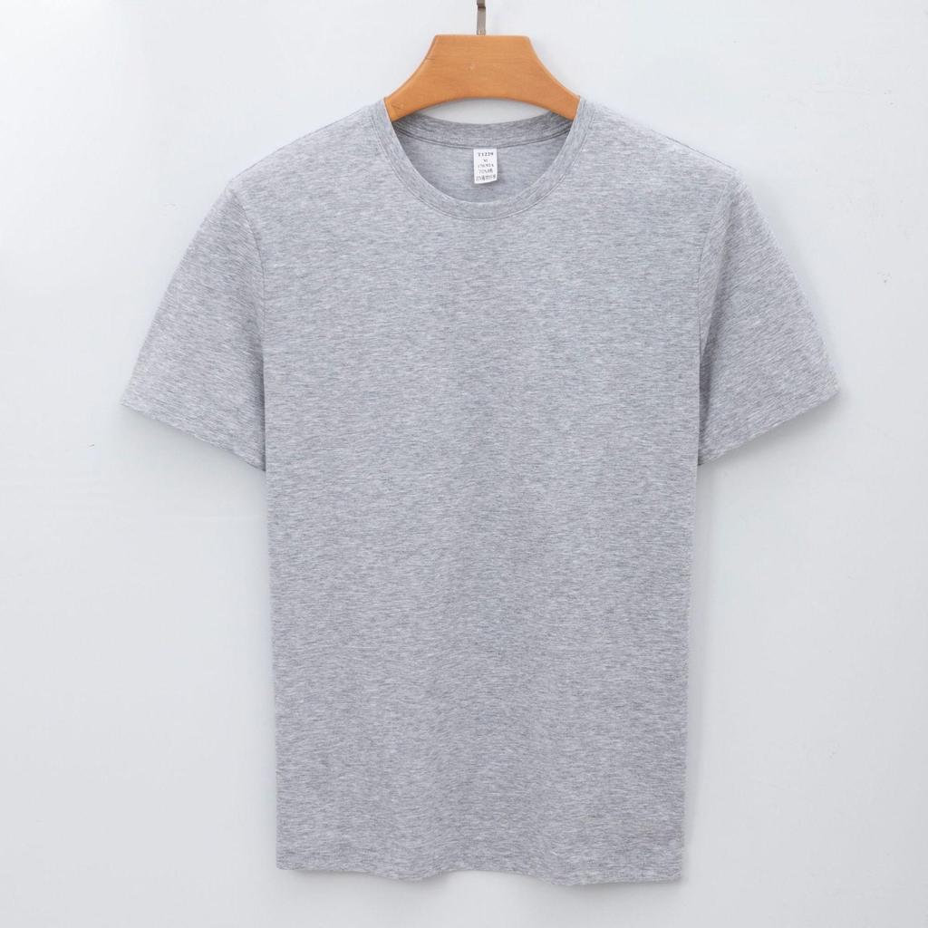 Long Velvet Cotton T-shirt Short-sleeved Men's Casual Solid Color Round Neck T-shirt Men