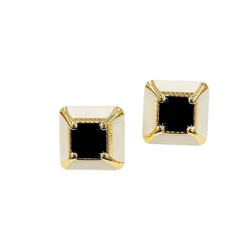 Premium Earrings Summer Women'S Enamel Black And White Contrasting Earrings