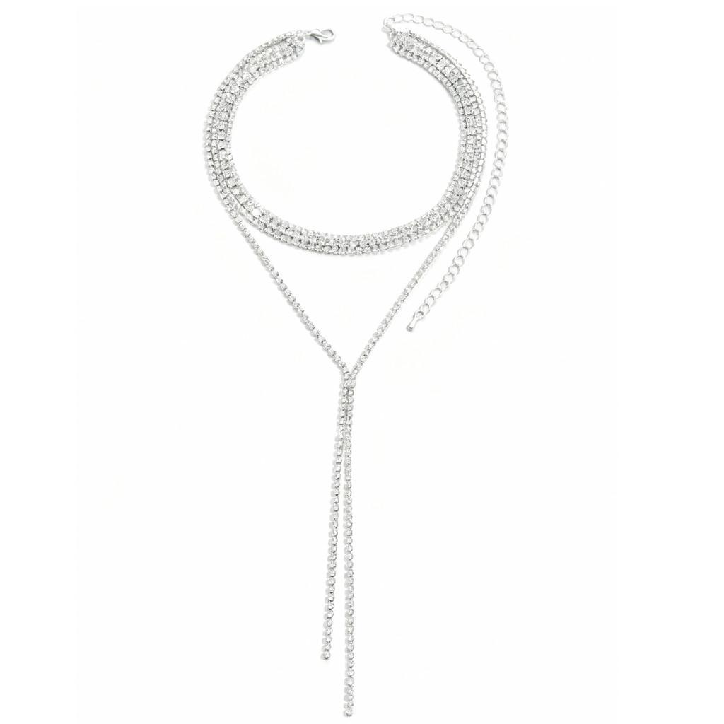 Geometric Pendant Necklace For Women With Sparkling Crystals And Multilayer Design For Fashionable Look