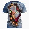 T-shirt da uomo stampata in 3D per Natale Top traspirante Elegante Versatile Girocollo Manica corta T-shirt alla moda Abbigliamento da uomo