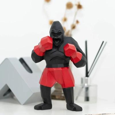 Sculptură abstractă creativă din rășină Boxer King Kong Decorare pentru casă Ornament de animale Luptă Statuie mare de gorilă de munte