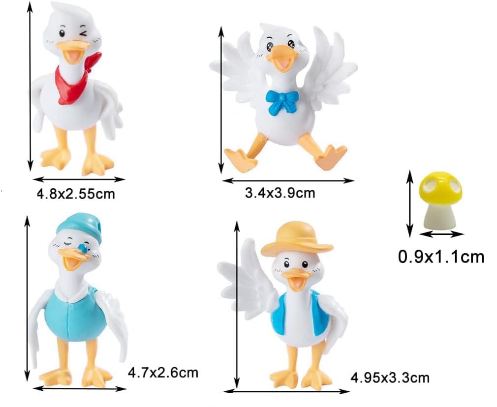 Pinenjoy 8-Piece Animal Figurine Set: Resin Duck Figurines, Cute Miniature Sculptures for Garden, Landscape, Aquarium Decoration, Funny Farm