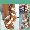 Elegant Women Summer Bohemia Flower Beach Sandals Flat Shoes Slippers Flip Flops