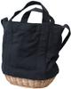 [Emplet Veil] Willow and Canvas 2-Way Shoulder Bag, Black, Small, 24 X 17 X 27cm (H), Practical and Easy-to-Use, Natural Design, Lightweight and Easy