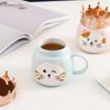 Hrnček s držákem na mobilní telefon ve tvaru korunky, Kreslený keramický hrnek s kočkou, Vysoce hodnotné dívčí sklenice na vodu, Dárkové nápojové nádobí