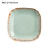 Japanese Ceramic Plate Underglaze Colored Tableware Flat Plates Kitchen Dining Bar Tableware Dinner Plates Square Cake Tray
