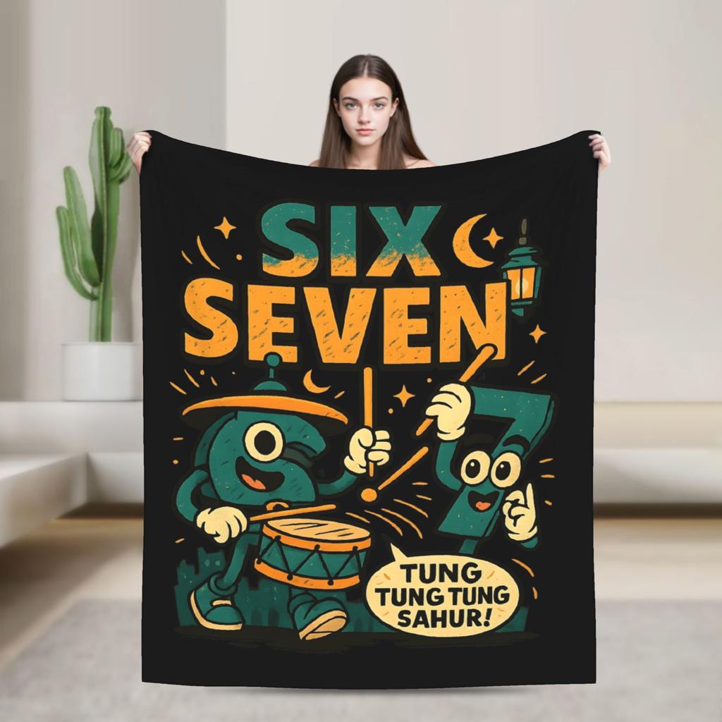 67 Six Seven Funny Meme Blanket Quality Warm Soft  Throw Blanket Winter Girls Boys Living Room Graphic Bedspread