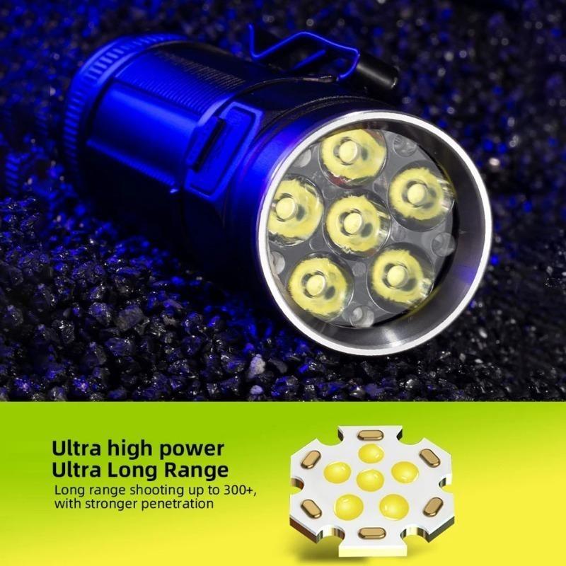 Powerful 6 LED EDC Flashlights 3000Lumen Portable Rechargeable Torch Outdoor Waterproof Hiking Camping Emergency Work Light