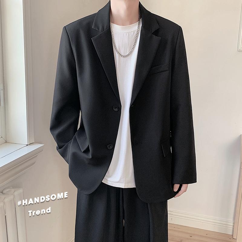 2025 Men Handsome Casual Blazers Men Leisure Loose Suit Jackets Trendy Male Daily Streetwear All-Match Korean Suit Black Blazer