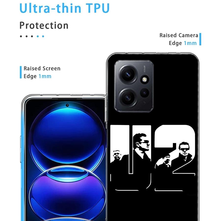Band U2 Phone Case For Redmi Note 14 15 Pro 5G 13 12 Pro Plus 11 11T 11E 11S 10 Pro 10S 9 9S Cover Cell Clear TPU Capa Compatibl