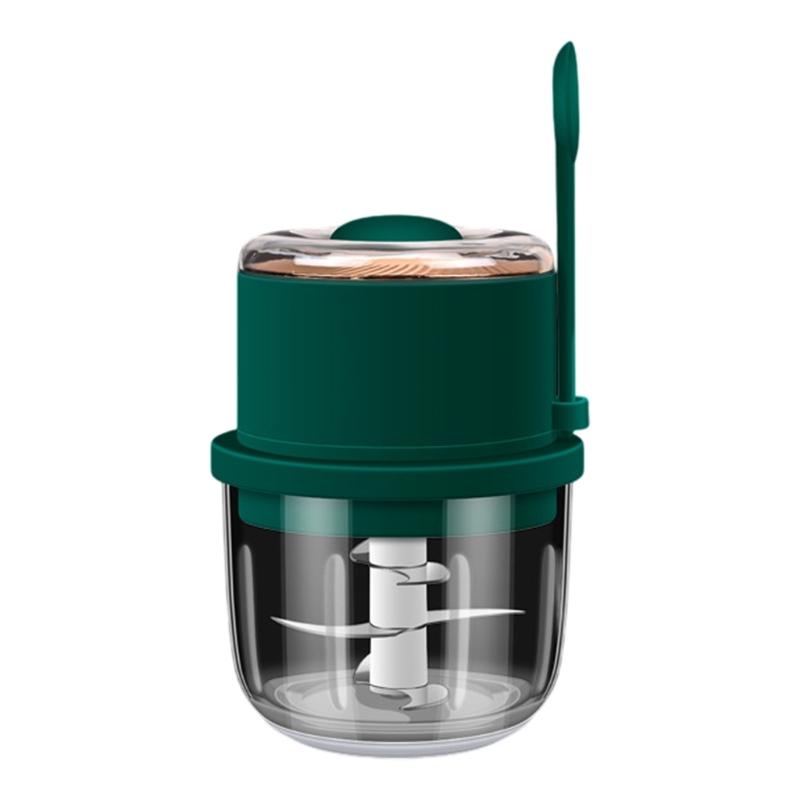 

Беспроводной электрический кухонный комбайн 350 мл Стеклянный контейнер Измельчитель Чеснокодавилка Эффективный инструмент для измельчения мяса и овощей зелёный