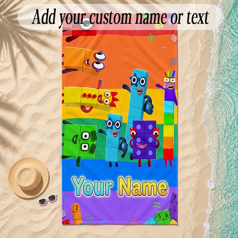 Beach TowelNumberblock Custom Name Text Personalized Soft Towel for Beach Pool Indoor Home Decor Gift