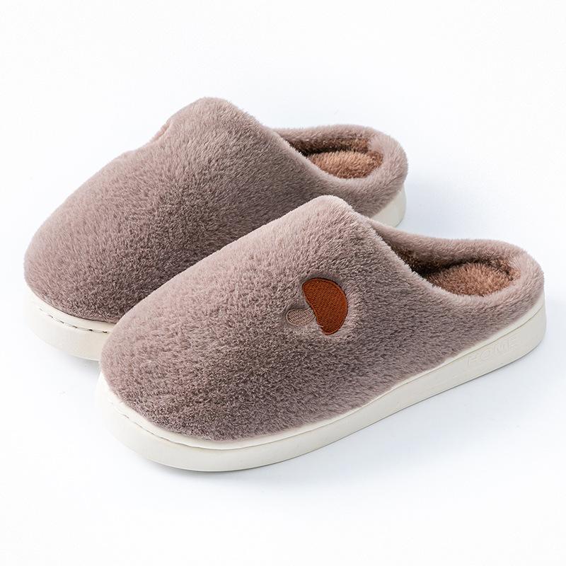 Cotton Slippers Women's Autumn and Winter Indoor Home Non-slip Thick Bottom Couple Style Velvet Warm Color Striped Cotton Drag Men