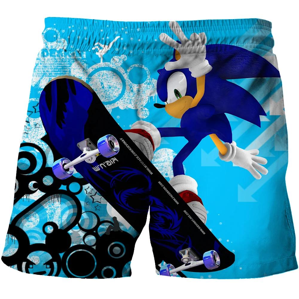 2025 Pantaloni de plajă MINISO pentru copii 4-14A Pantaloni scurți Sonic 2 Fete Băieți Pantaloni Harajuku Pentru Copii Imprimeu Desene Animate 3D Pantaloni Kdis