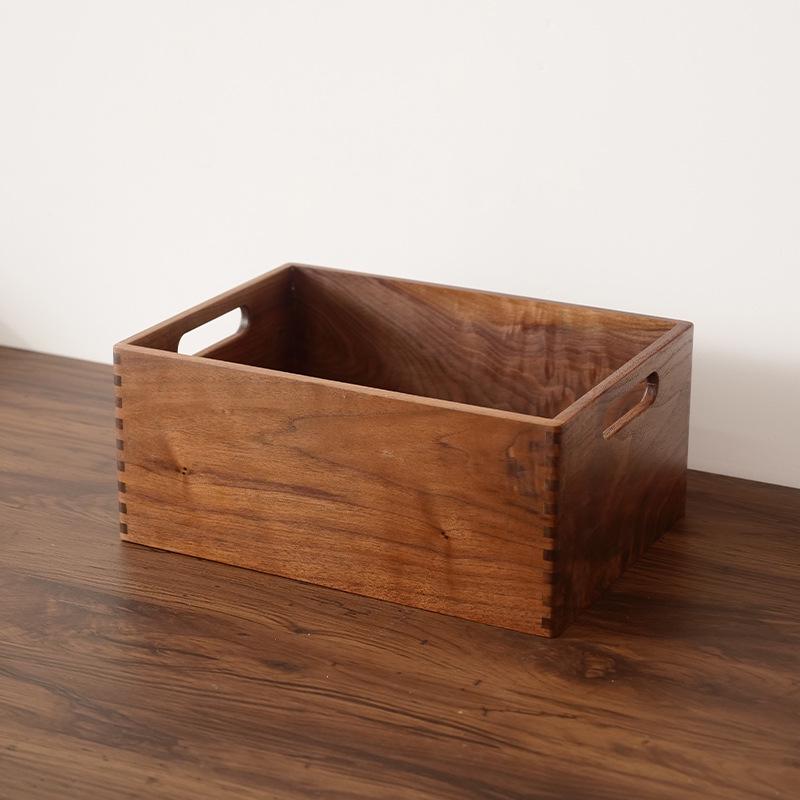 Cesto Organizzatore da Scrivania in Legno di Noce - Grande Capacità, Stile Giapponese