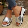Plus Size Women's Peep Toe Wedge Heel Slides – European & American Summer Fashion