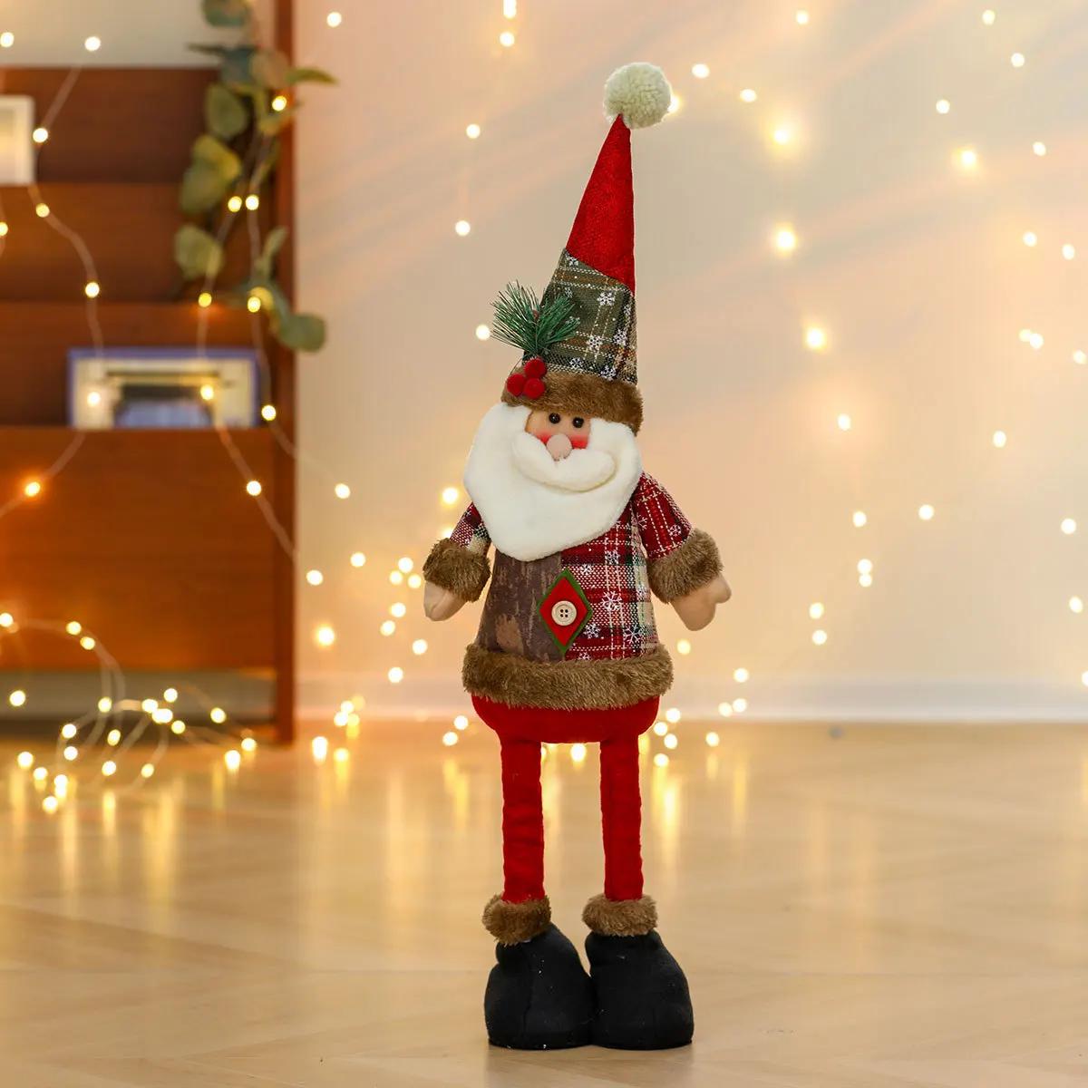 

Рождественские телескопические кукольные украшения Санта-Снеговик стоящая выдвижная длинноногая мягкая кукла фигурка зимний настольный декор