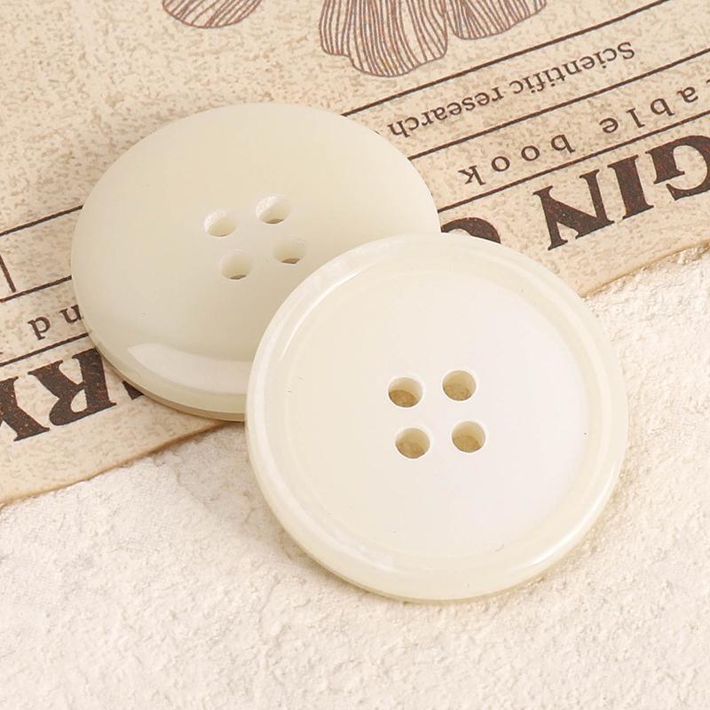 Versatile Beige Resin Coat Buttons: Summer Wear Woolen Round Four-Hole Design for Men and Women