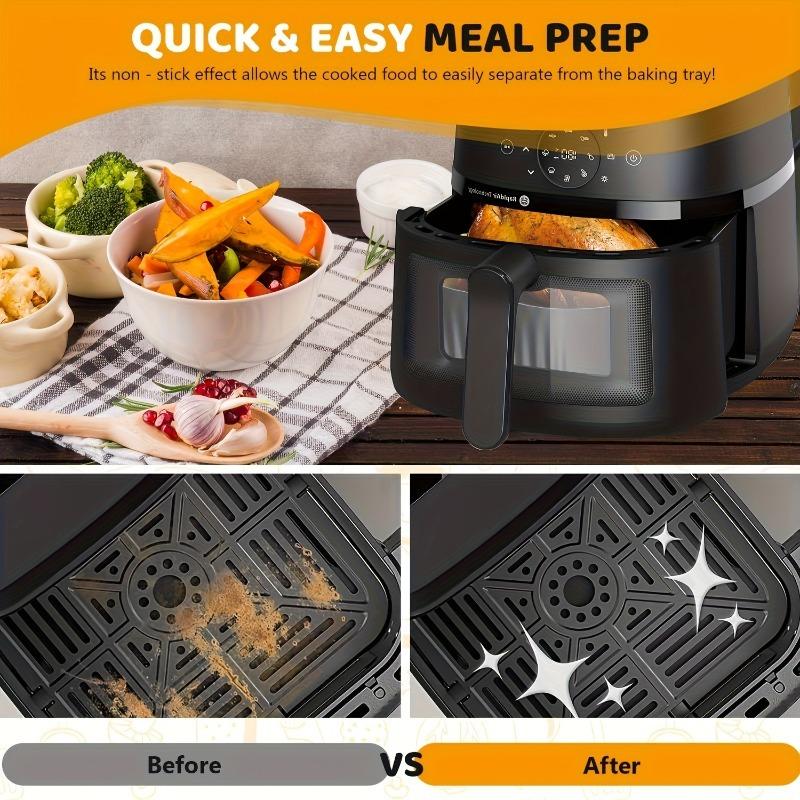 Non-Stick Air Fryer Silicone Liner Tray Reusable Baking Mat for Most Air Fryers Ovens Microwaves Baking Airfryer Accessories