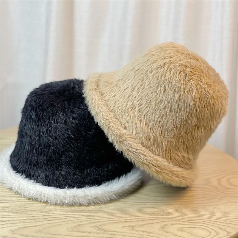 Plush Bucket Hat Women's Autumn and Winter New Casual Bucket Hat Winter Plush Hat