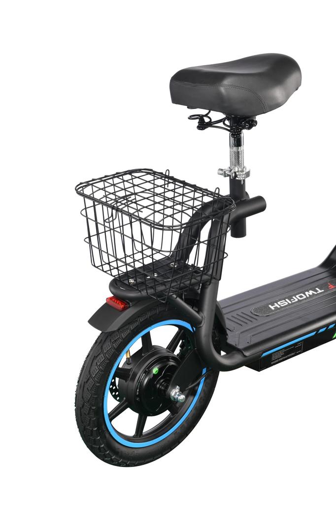 Electric Scooter with Basket TWOFISH M5-Elite 14" Tire 500W Motor 48V13Ah Battery Max Speed 40km/h Max Range 30km Black