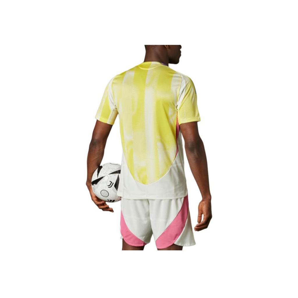 Adidas Juventus SS24 Fashion Logo Pullover Short Sleeve Football Shirt Men Tops Yellow White JH1362