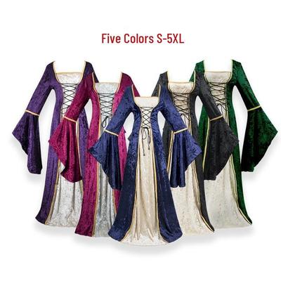 Vestido Medieval-Retro de Terciopelo con Cordones Tallas Grandes Europeas (S-5XL)