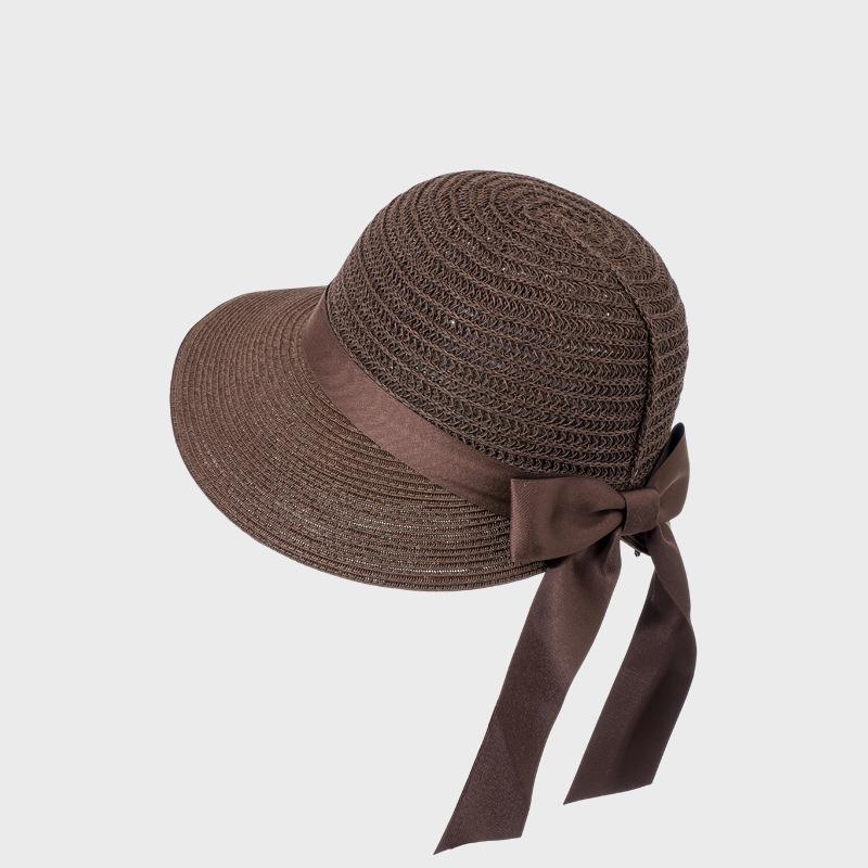 Sunscreen Straw Hat Women's Summer Hollow-Out Breathable Bow Sun Hat