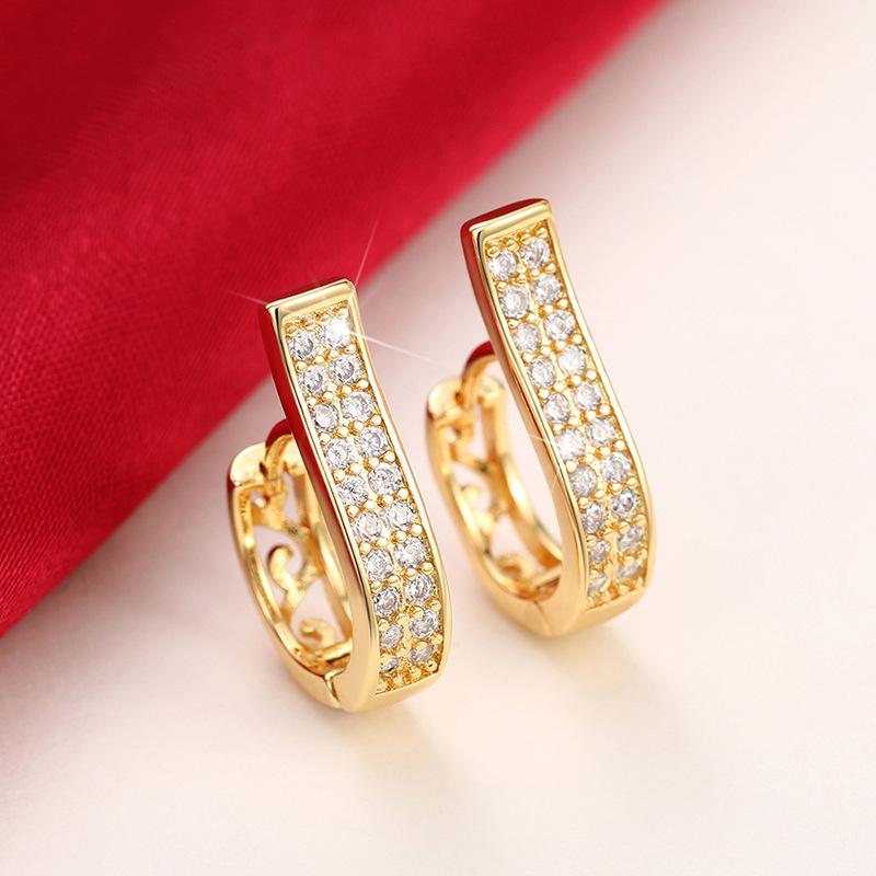 

Luxury Brand Trendy Number 6 Full Zircon Hoop Earring for Women Exquisite Gold Color Stainless Steel Bride Jewelry Accessories золотой