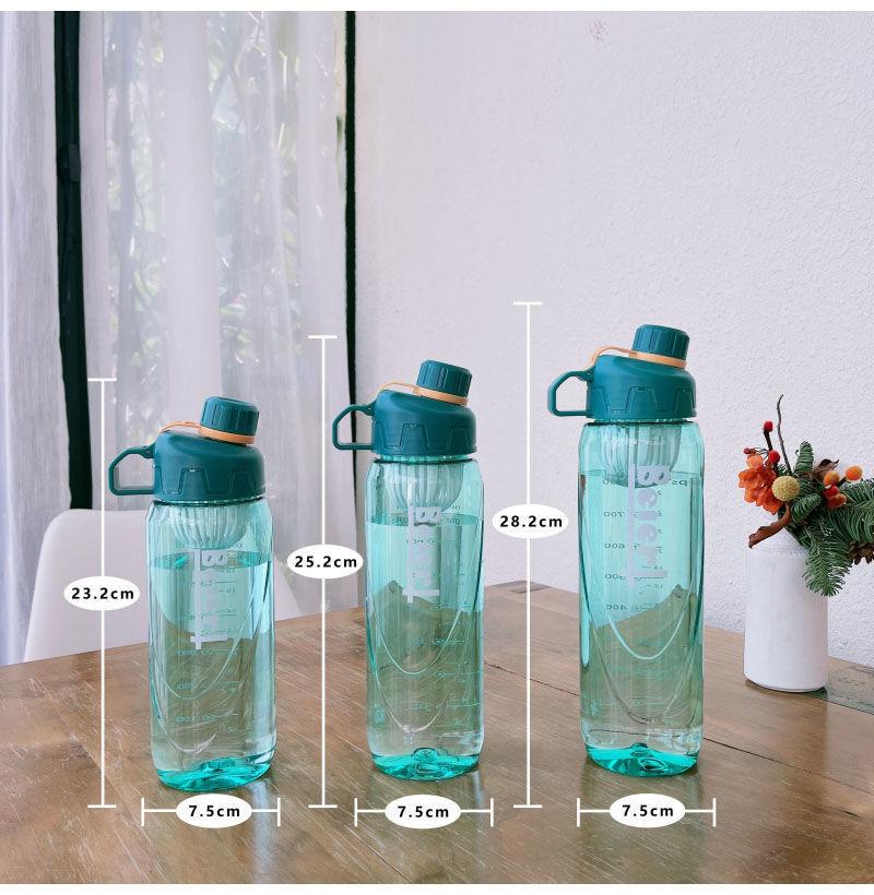 1L Water Bottle with Time Scale Fitness Outdoor Sports Water Bottles with Straw Transparent Leakproof Motivational Sport Cup