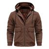 Men's Trendy Loose Fit Multi-Pocket Leather Jacket with Hood (European Plus Size)