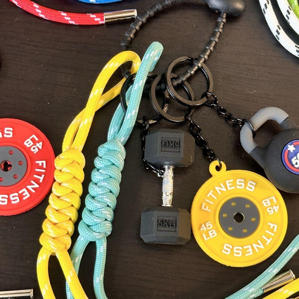 Mini Barbell Plates Key Chain Colorful Simulation Dumbbells Keyring Fitness Series Pendant  Gifts