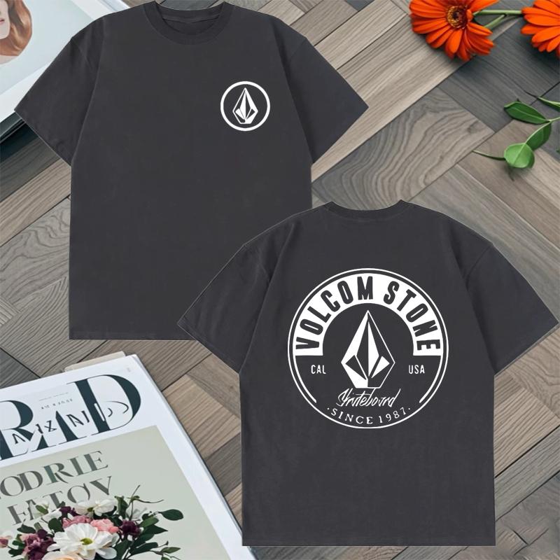 2025 New In Top Volcom Stone Double Sided Printed Oversized Tshirt Unisex Women 100 Cotton Crew Neck Short Sleeve Unisex Tshirts