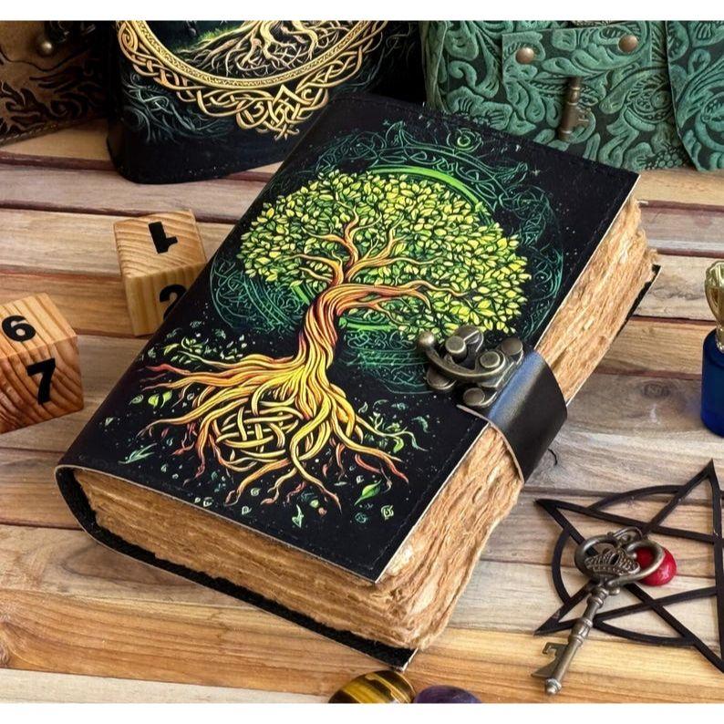 Leather Journal Tree of Life - Genuine Leather Notebooks For Women - Beautiful Journal For Sketches Book Traveling Book Blank Spell Book