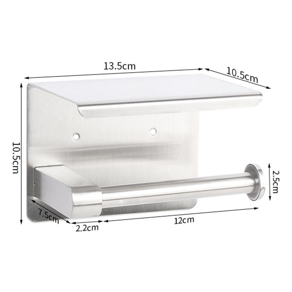 Toilet Paper Holder Stainless Steel Organizer Self Adhesive for Washroom