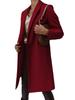 Coat Women Solid Color Mid Length Design Woolen Lapel Button Down