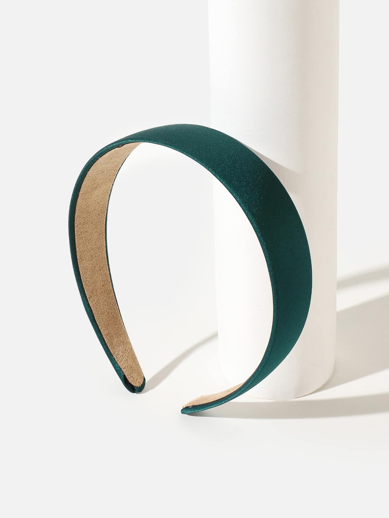 

1 шт. Широкий однотонный акриловый обруч для волос пастельных тонов, обернутый широкой тканью, повязка для волос, обруч для волос, головной убор one-size темно-зеленого