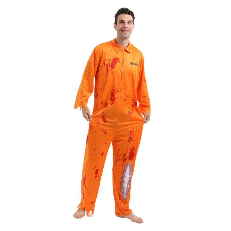 

Уникальный мужской костюм заключенного с пятнами крови 2021 года для Хэллоуин-вечеринок и сценических выступлений XL