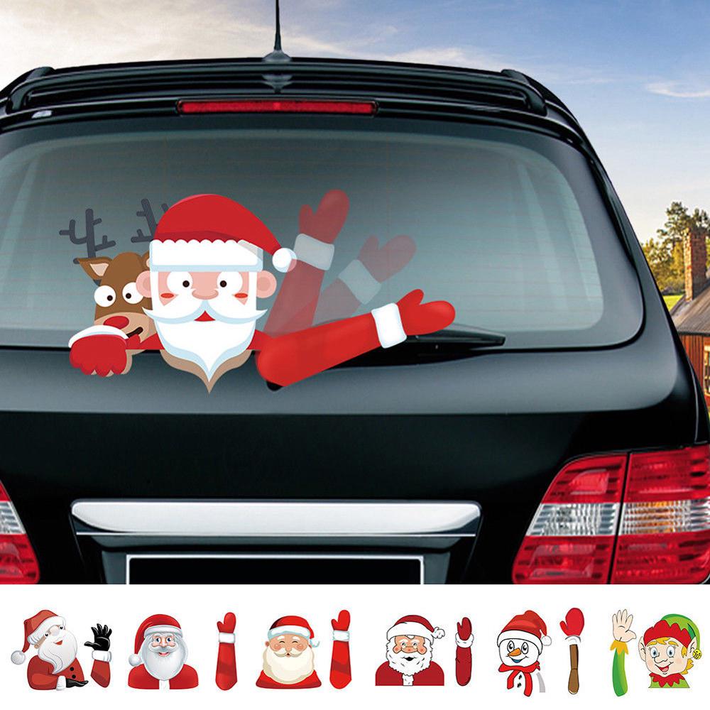 Christmas Santa Claus Window Stickers Car Rear Wiper Decals Xmas Decor CA