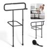 Bed Rails for Elderly Adults Folding Bed Side Rail with Floor Support, Length & Height Adjustable, High-Strength Steel Bedside Assist Cane