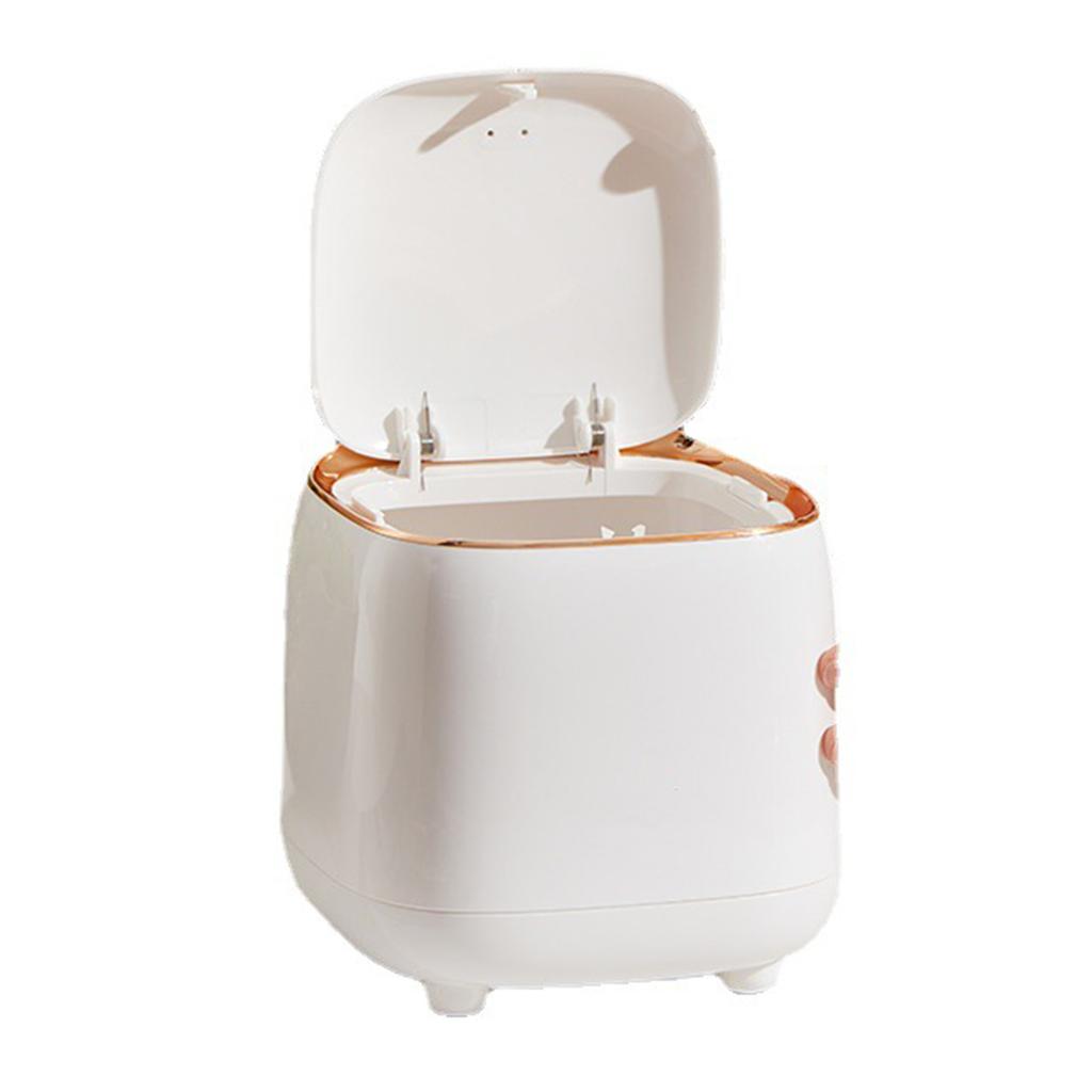 Push Type Desktop Trash Bin with Lid Fashionable Double Layer Large Opening Garbage Container for Living Room