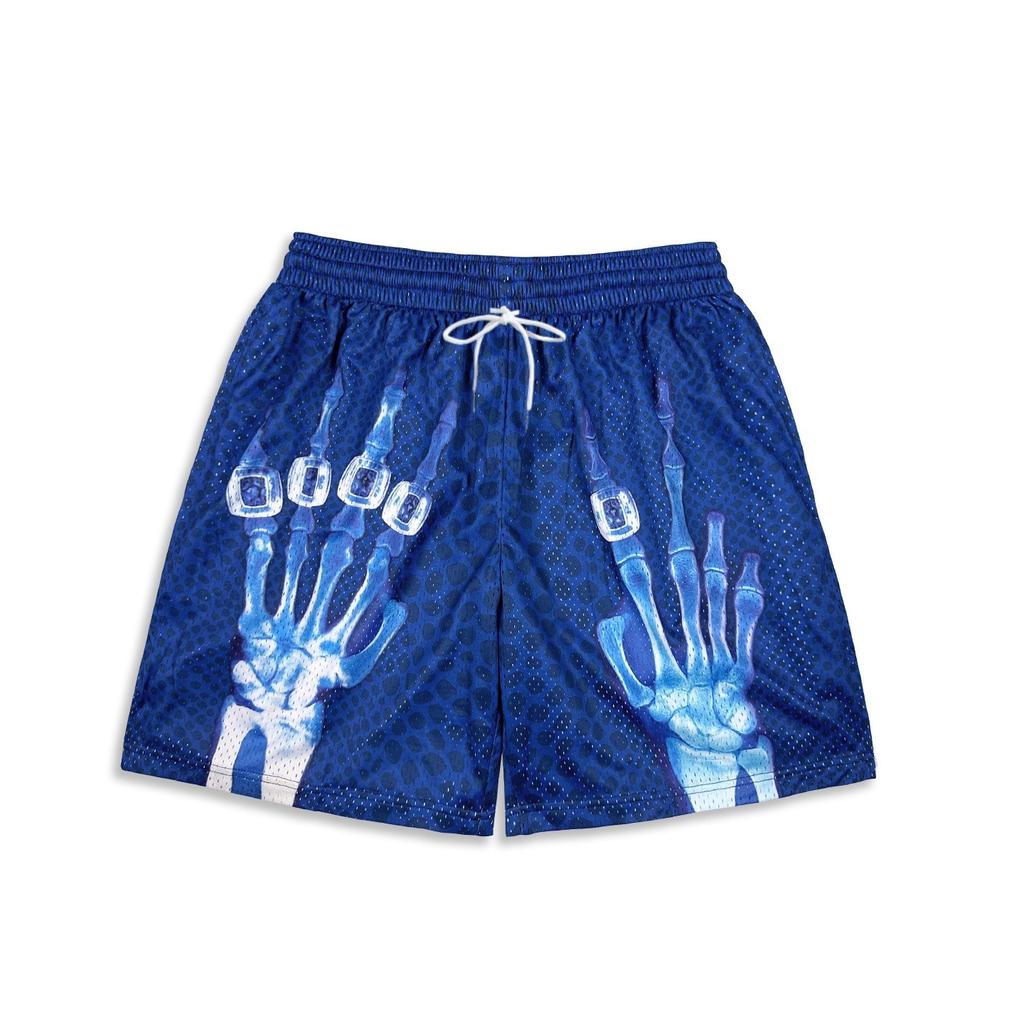 Pantaloncini da Basket Streetwear alla Moda Pantaloni Sportivi Pantaloncini Asciugatura Rapida Traspiranti con Stampa Mano Scheletrica