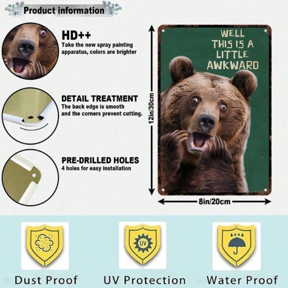 Metal Wall Art Vintage Brown Bear for Bar