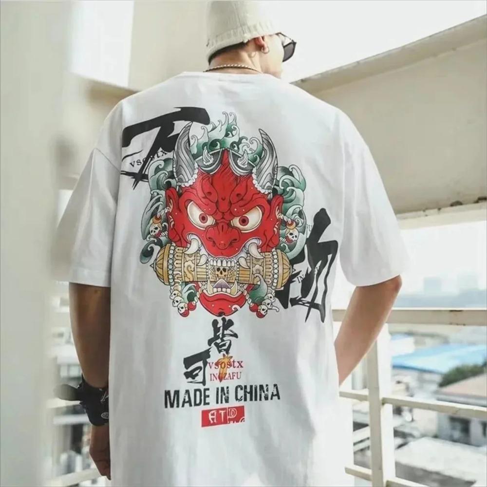 2024 Loose Popular Summer Hot Quick Dry  Street Vintage Washed Simple 3D Print Pure Cotton Round Neck Men's Half Sleeve T-shirt