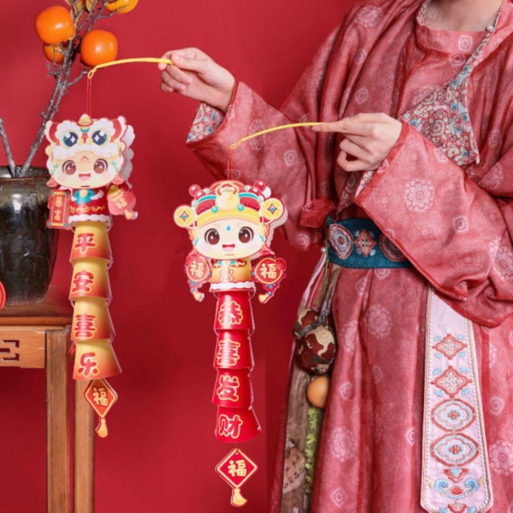 Handmade Auspicious String Lanterns Cartoon Handheld Glowing Lanterns Party Decor